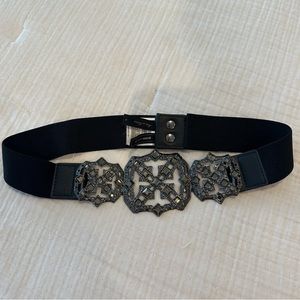 BCBGMAXAZRIA Black Waist belt elastic black crystal